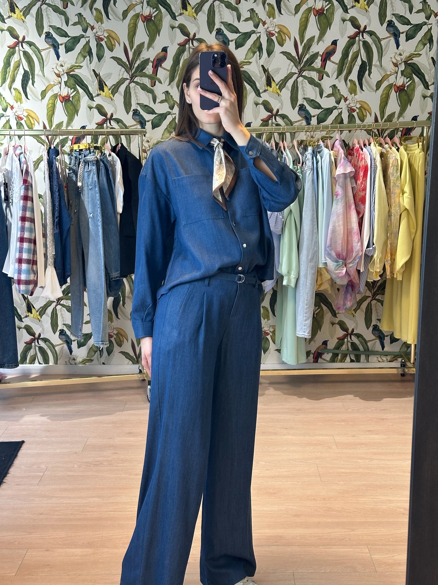 pantalone vita alta blue jeans